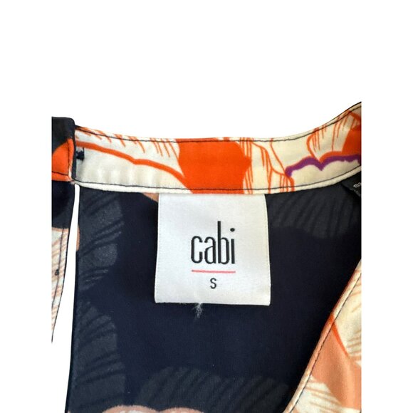 CAbi Style 5030 Womens Floral Blossom Tiered Blouse Top Small Blue Short Sleeve - Picture 3 of 5